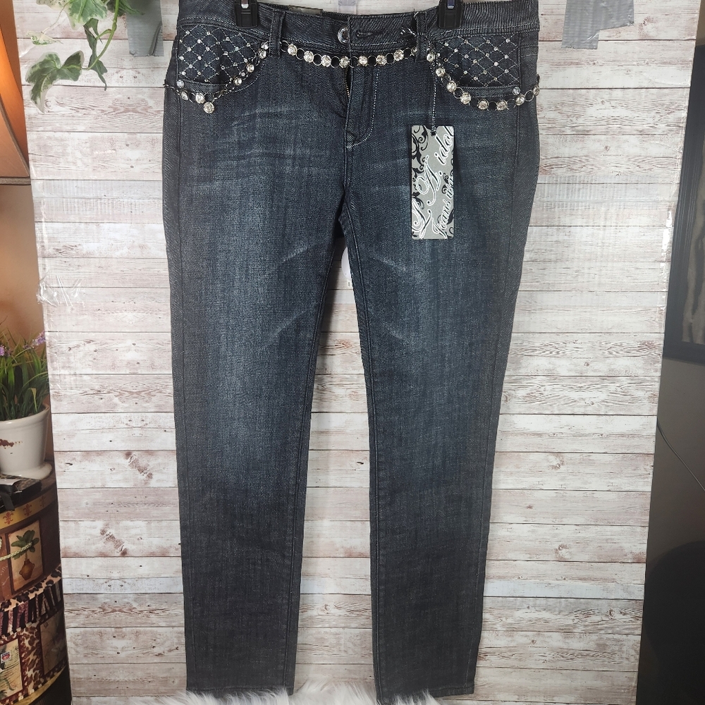 NWT, LA Idol Jeans, Women's Black Jeans with Plenty of rhinestones, Sz 15 - Picture 10 of 10
